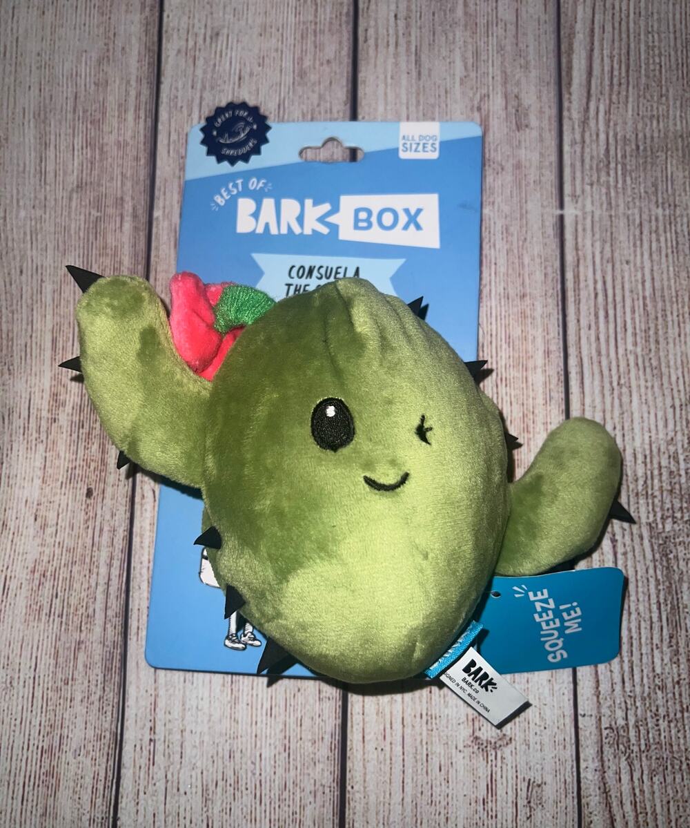 Bark Box Consuela The Cactus Pink Flower Green Plush Rip Reveal All Size Toy NWT
